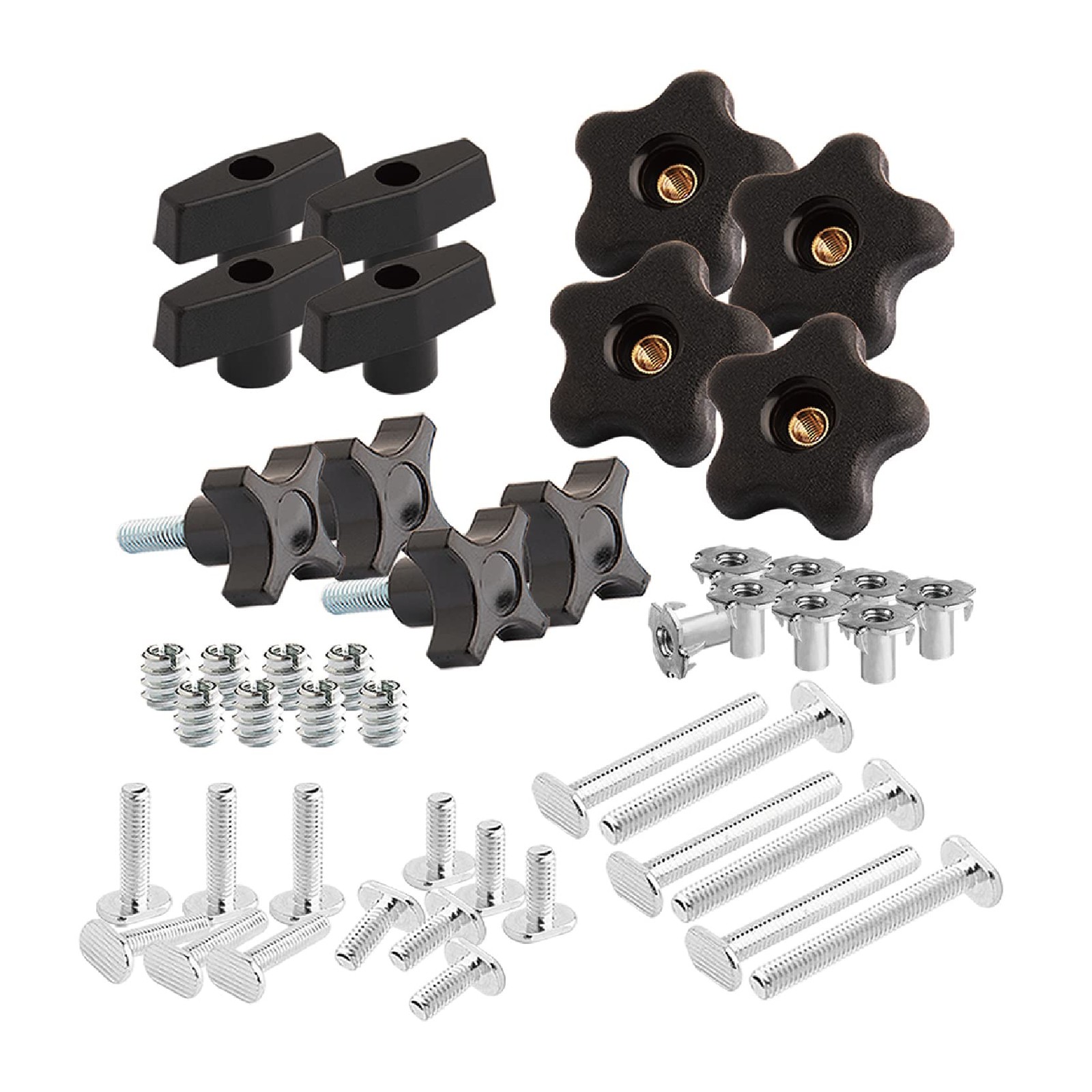 71173 T Track Knob Kit, 1/4-20 Threaded Bolts and Washers, 46 Piece Set, T Tr...