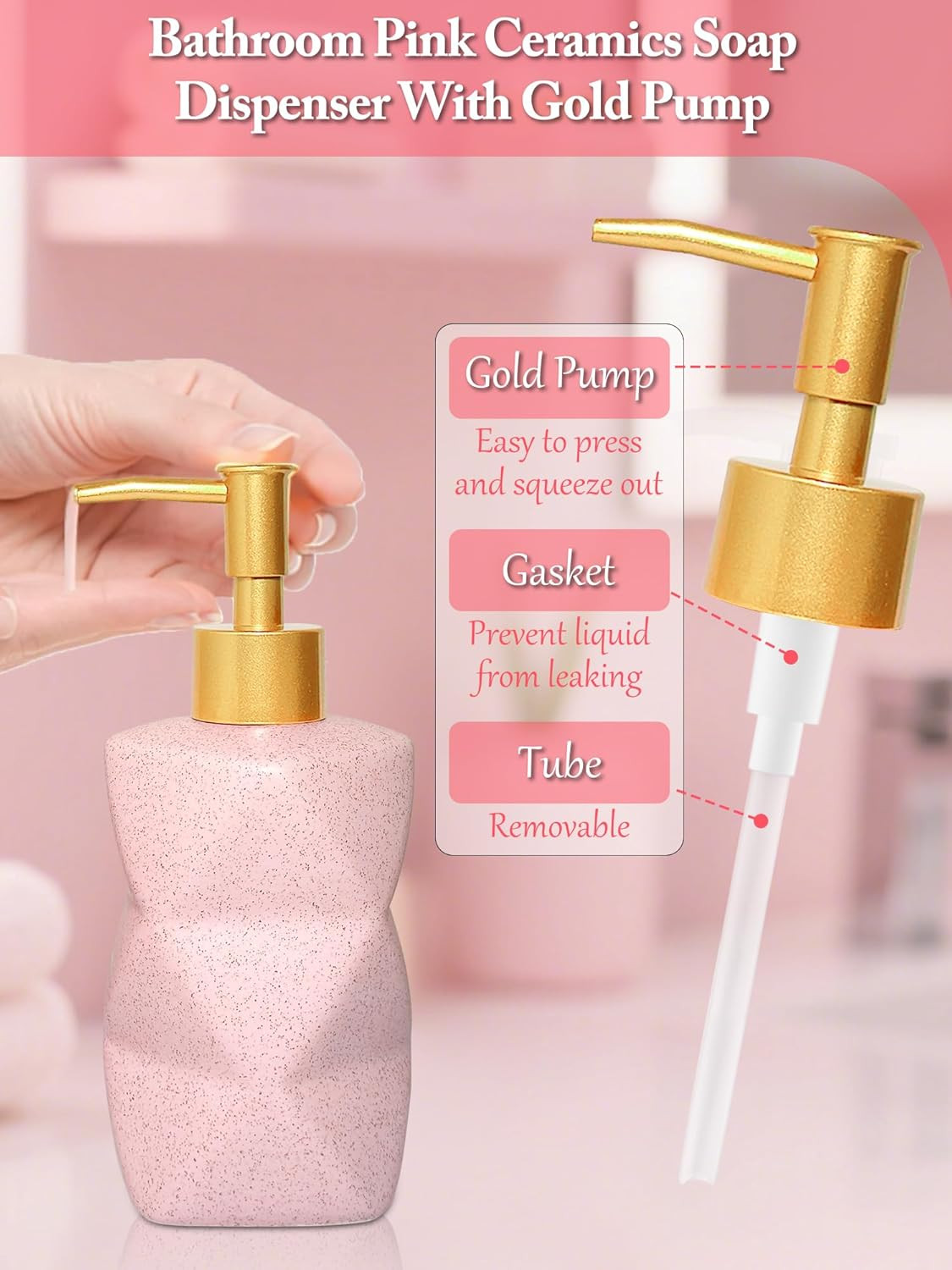 Bathroom Accessories Set,4 Pcs Bathroom Accessory Set,Includes Lotion Soap Dispe