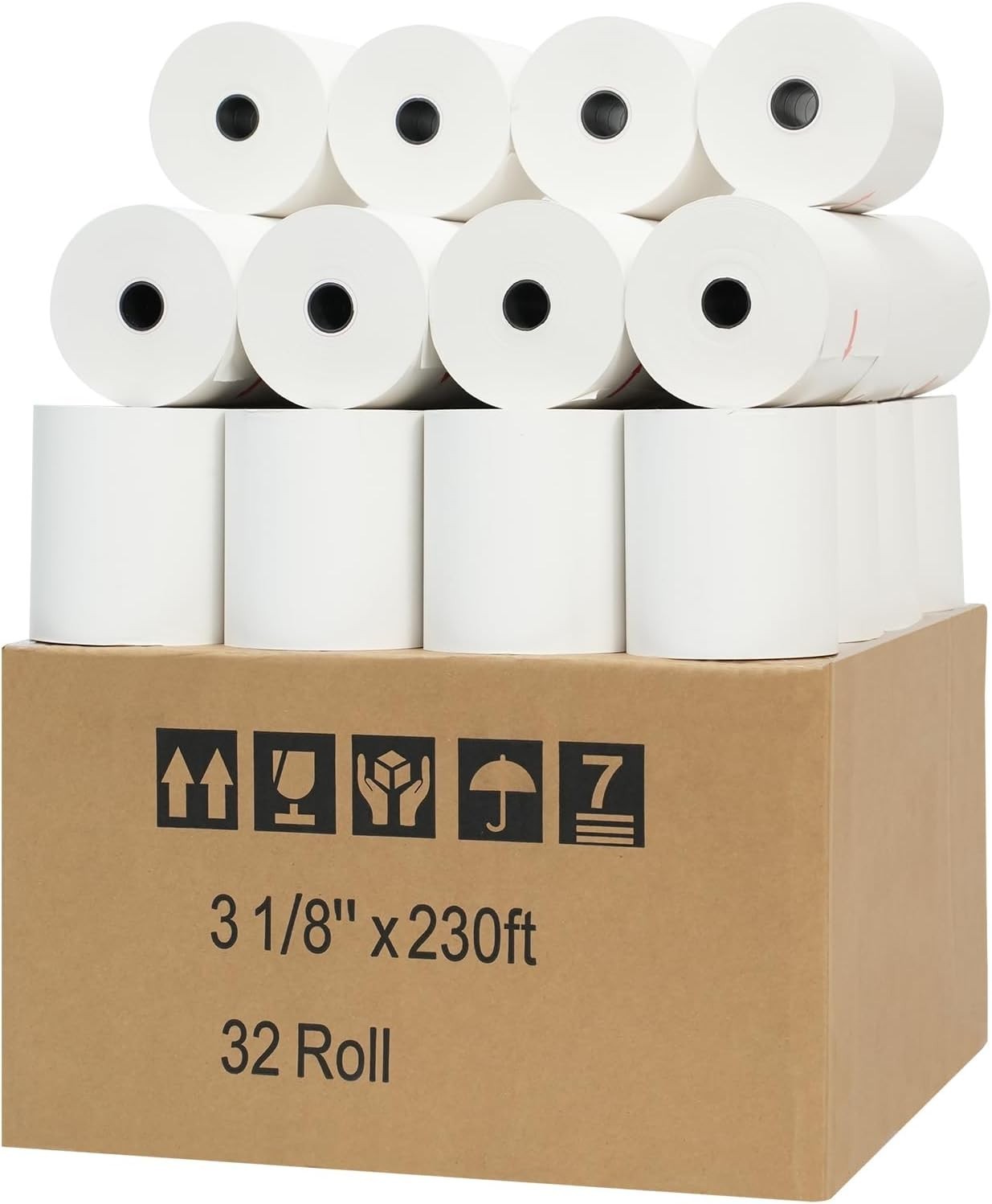 Smooth Finish Thermal Receipt Paper 3 1/8" x 230' - 32 Rolls for Easy Reload