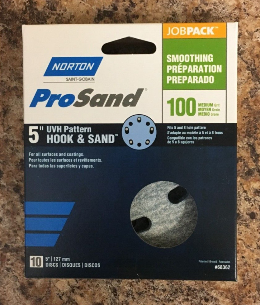 Norton 68362 ProSand 5" Hook & Loop A975 Sanding Disc 100 Grit Medium Pk of 10