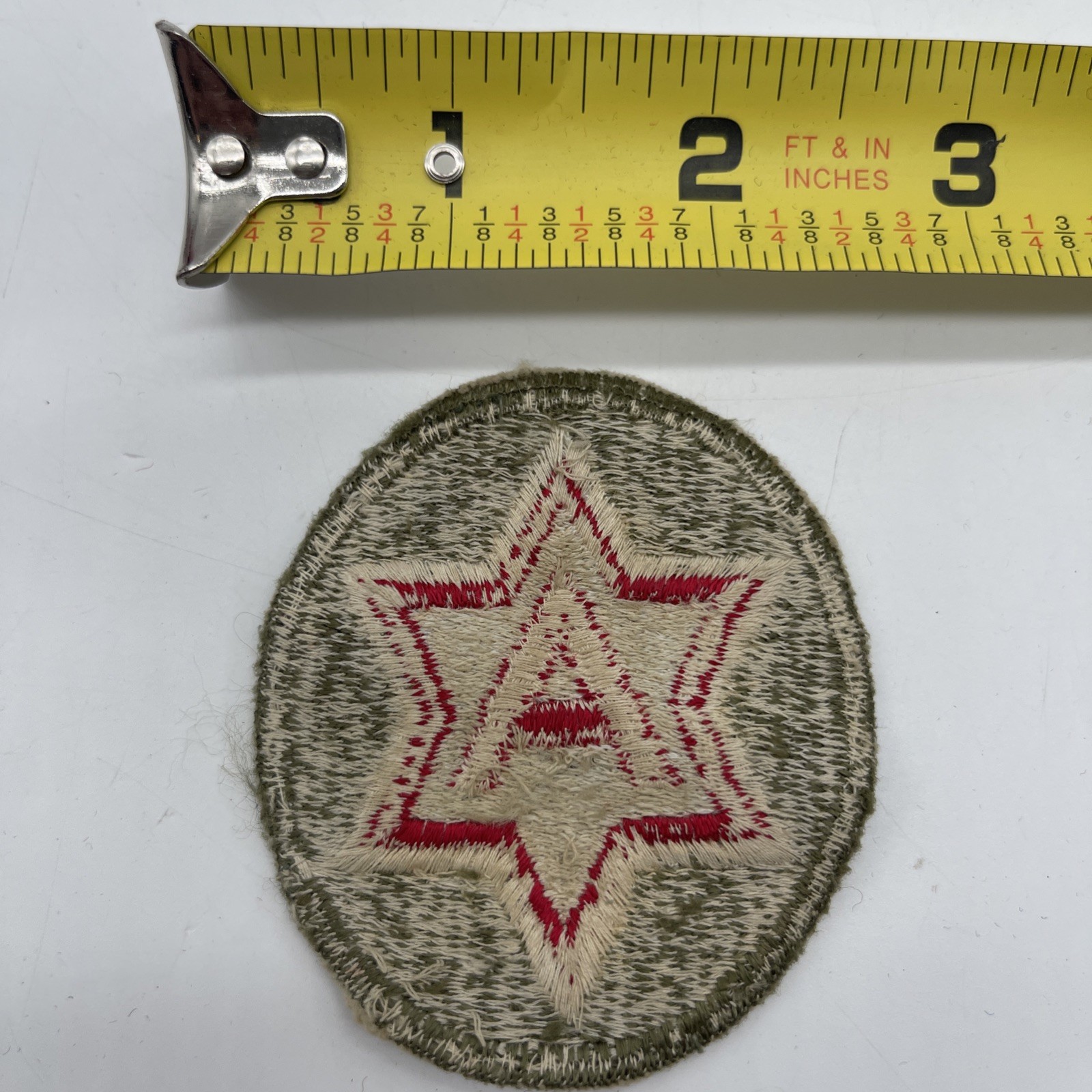 U.S. Military 6th Army Cut Patch Insignia “A” 6 Pointed Star ~2.5” Round Older