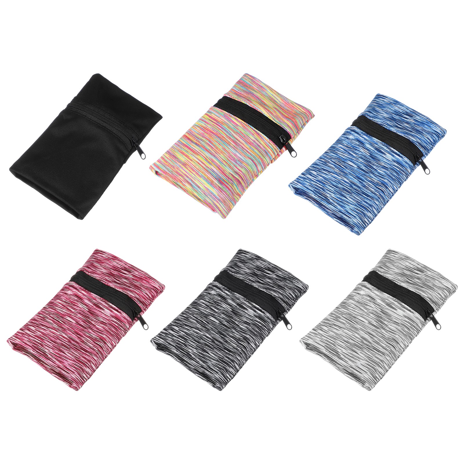 Wrist Pouch, 6 Pack & 6 x 4 Inch & Black/Rainbow/Blue/Pink/Dark Gray/Gray