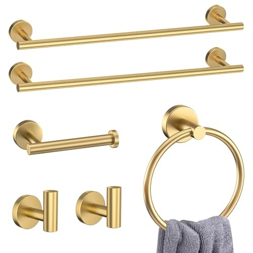 Brushed Gold 6 Pieces Bathroom Hardware Accessories Set Gold 6pcs Brushed Gold