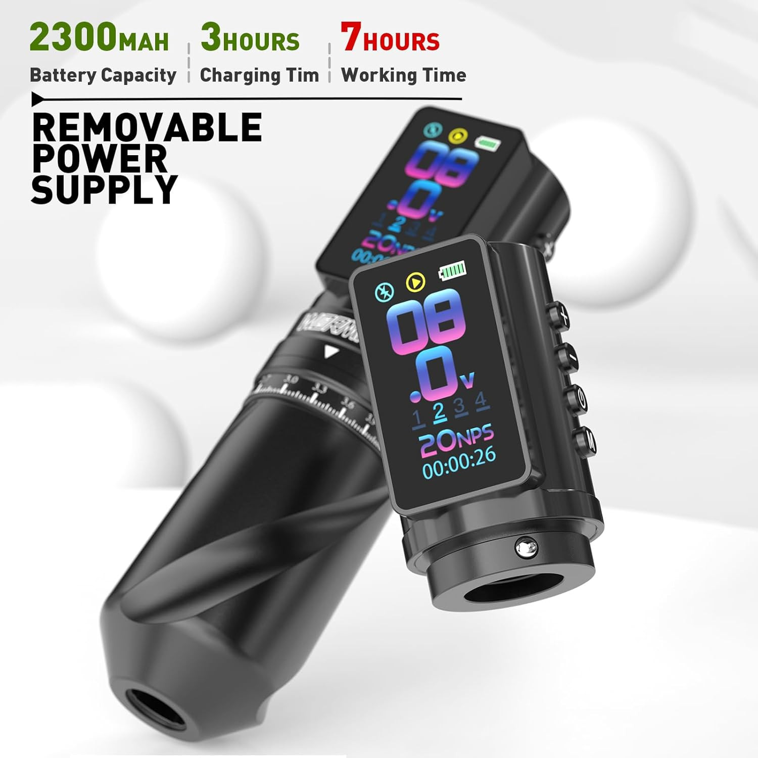 Gun Wireless Tattoo Machine Multi-Function Tattoo Pen 2,300Mah Battery with Repl
