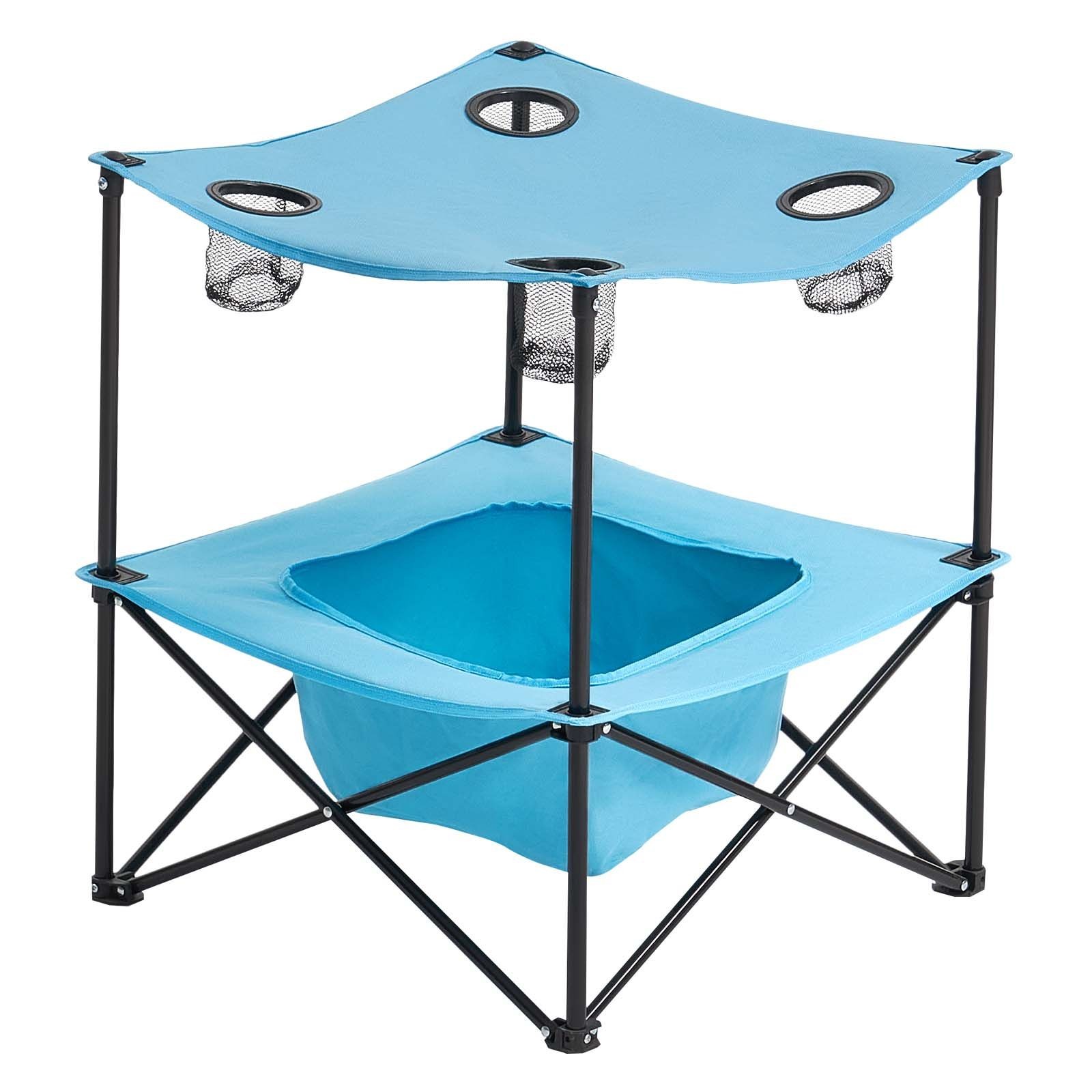 Lightweight Folding Table: 600D Oxford, 66lb Load, 4 Cup Holders, for Camping