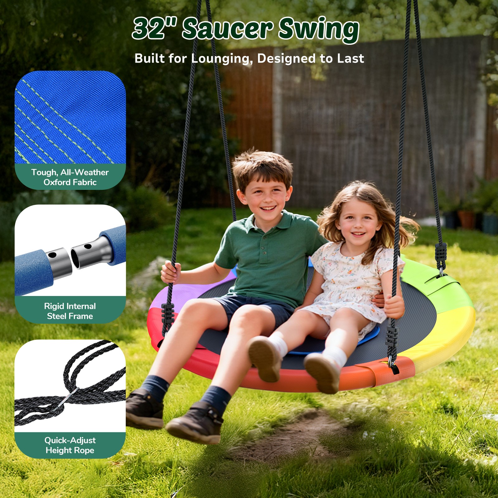 Trekassy 440lbs 2 Seat Metal Swing Set with Heavy Duty A-Frame Metal Swing Stand