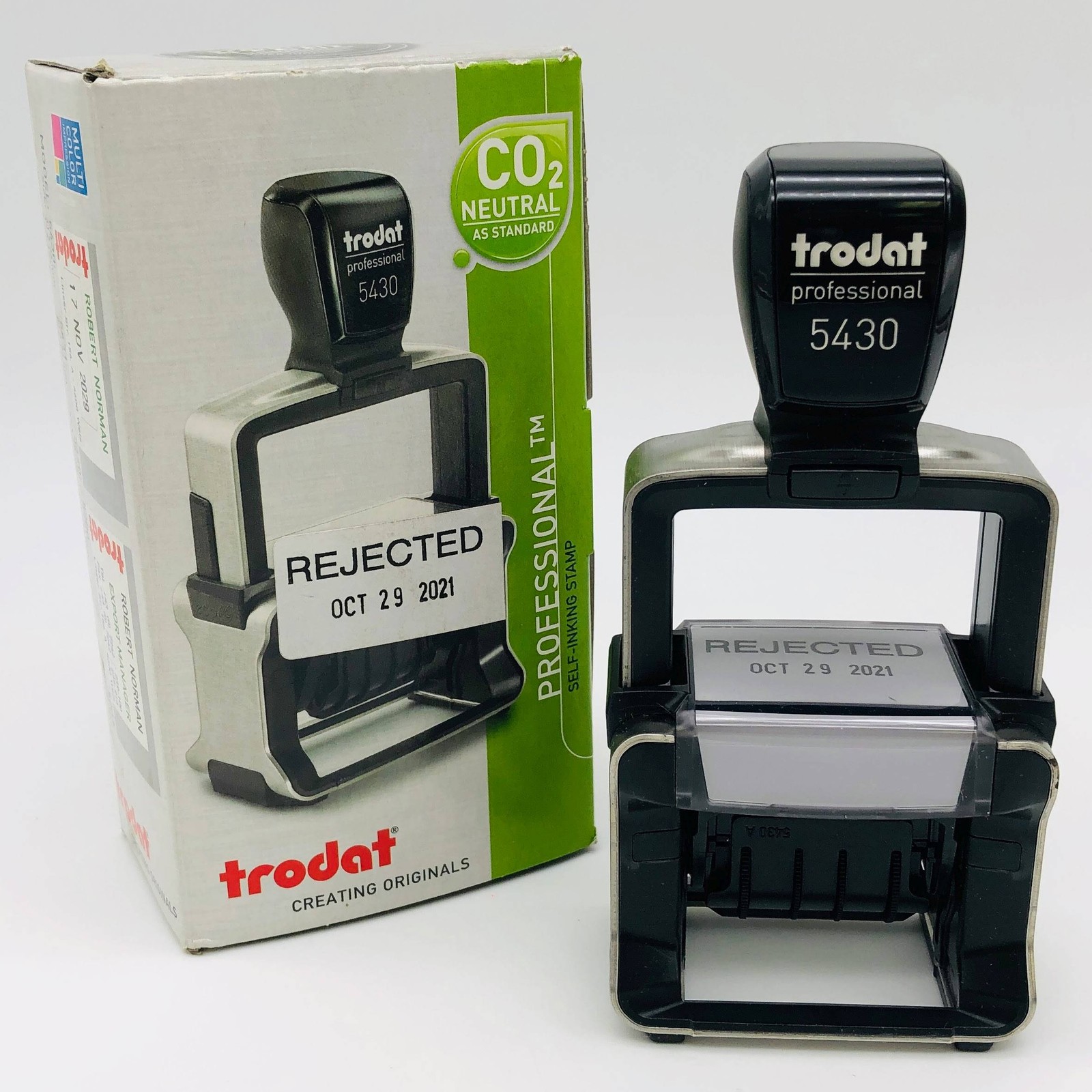 Trodat 5430 Pro 4.0 Self Inking Ink Stamp Rejected Date Oct 29 2021 ENGL.A