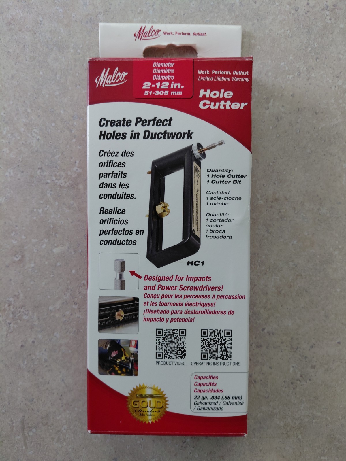 Malco HC1 2 in. to 12 in. Sheet Metal Hole Cutter Accessory for 1/4 in. 2200