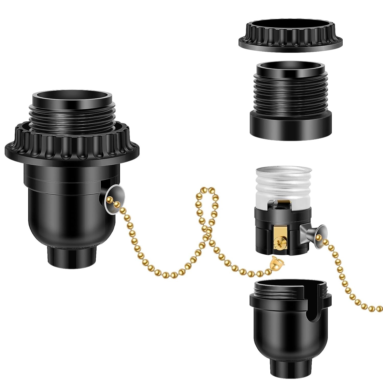UL Listed E26 Threaded Pull Chain Lamp Socket Replacement Socket E26 Threaded