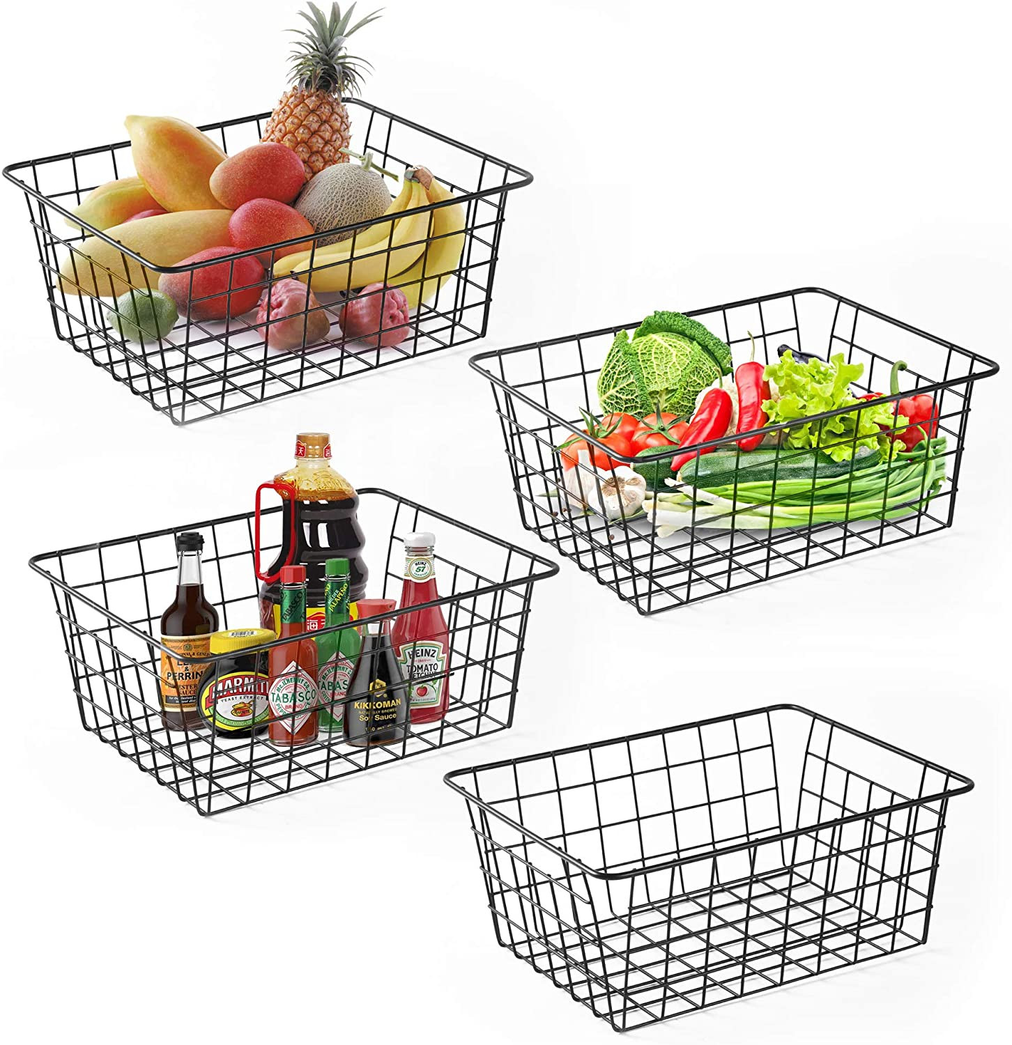 Wire Baskets for Organizing Household 4 Pack Pantry Baskets for Storage Pantry W