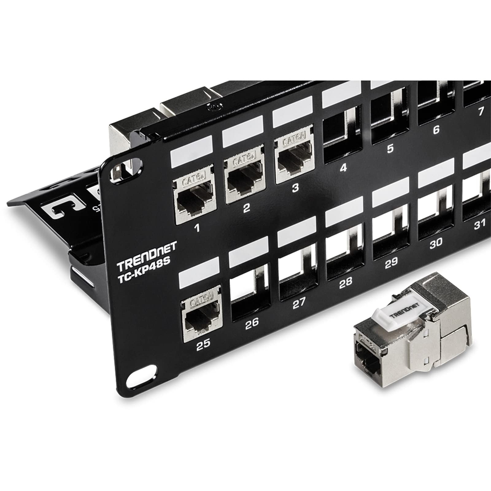 48-Port Blank Keystone Shielded 2U HD Patch Panel, 48-Port, Black