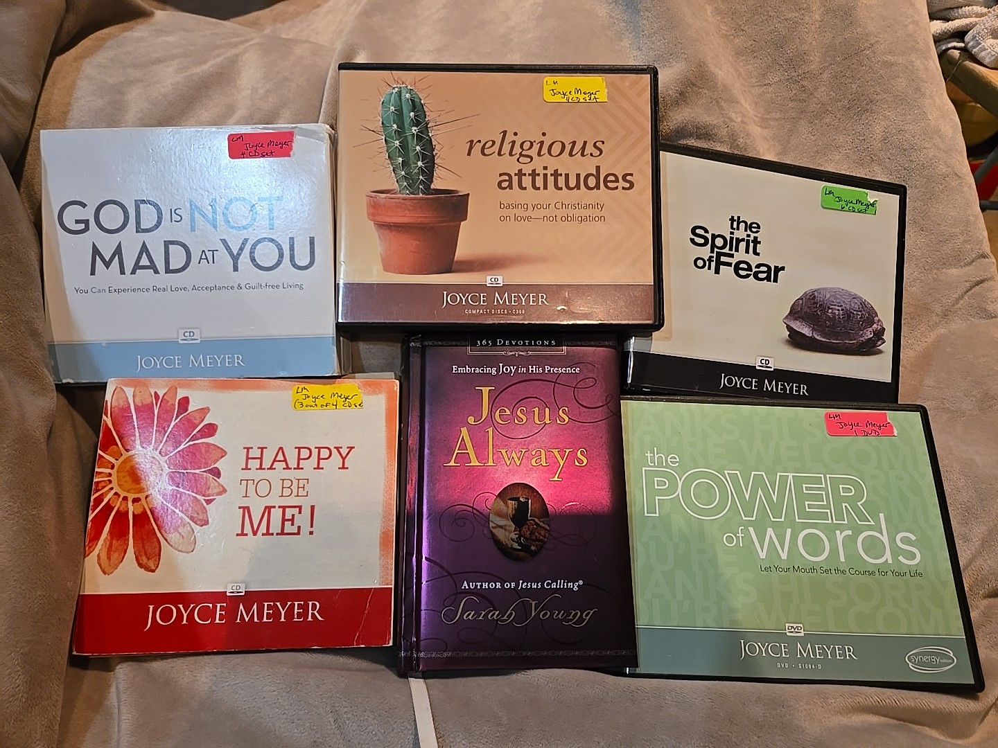 Joyce Meyer 4 CD Set & 1 DVD Lot + 1 Sarah Young Devotional - READ