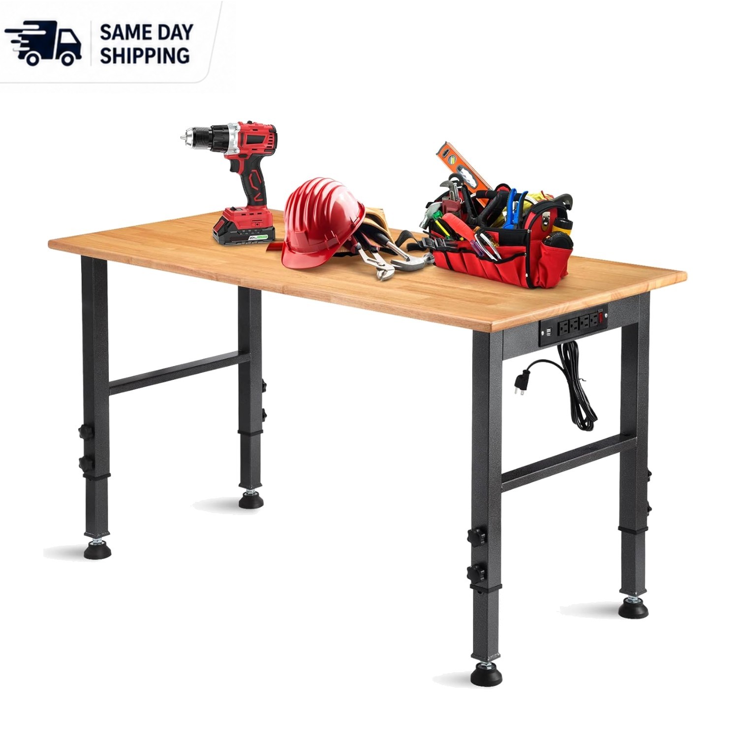 Durable 48" Workbench with Adjustable Height & Non-slip Feet - 2000 LBS Capacity