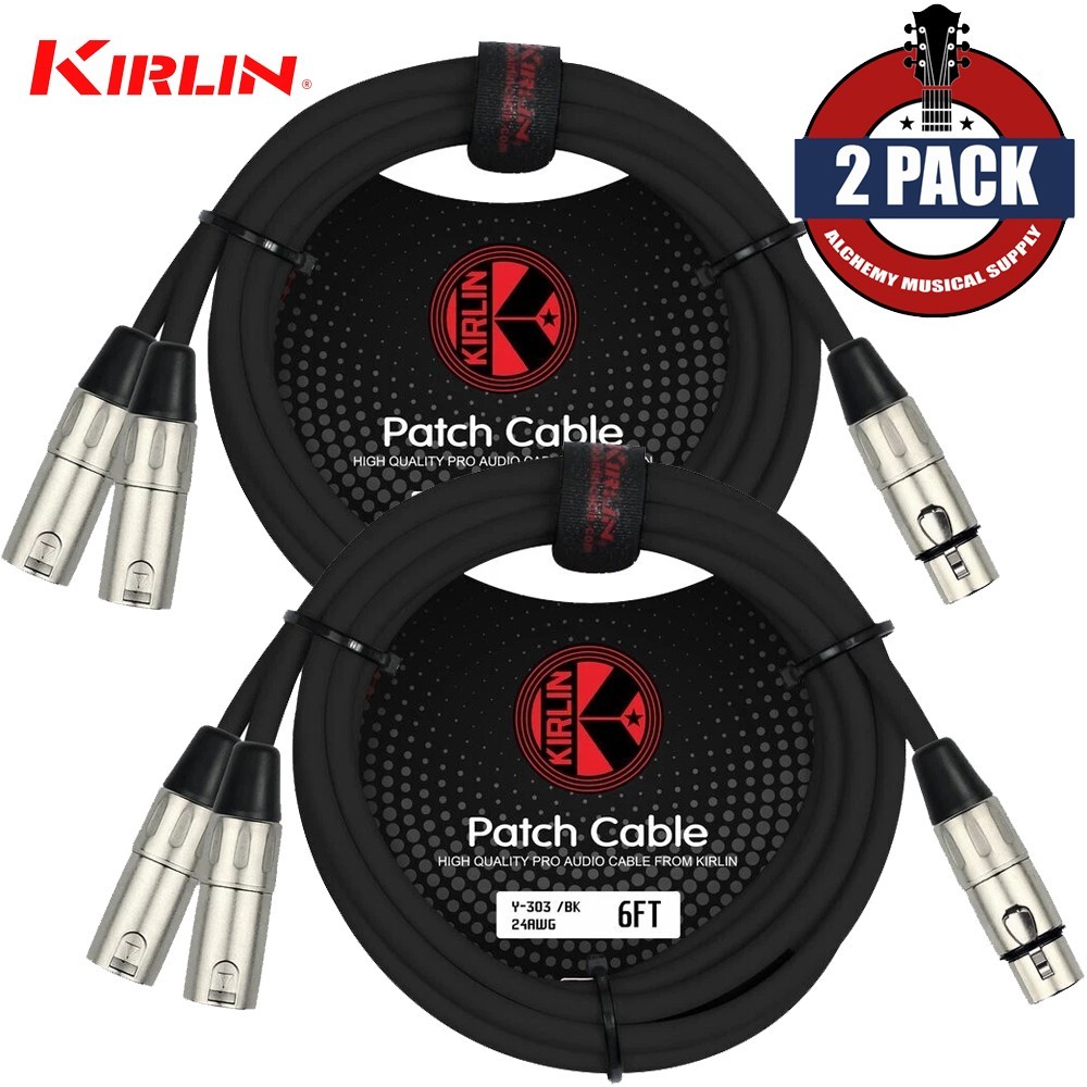 2-PACK Kirlin 6FT Splitter Y-Cable 3-Pin XLR Female to Dual XLR Male Y-303-06