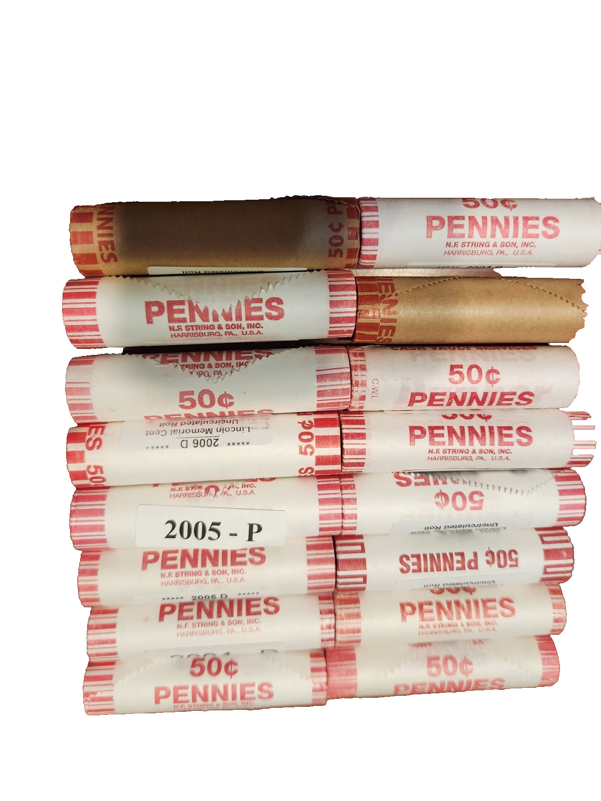 2000 to 2007 P/D 16 Lincoln Penny Cent Roll* Set From Bank Boxes