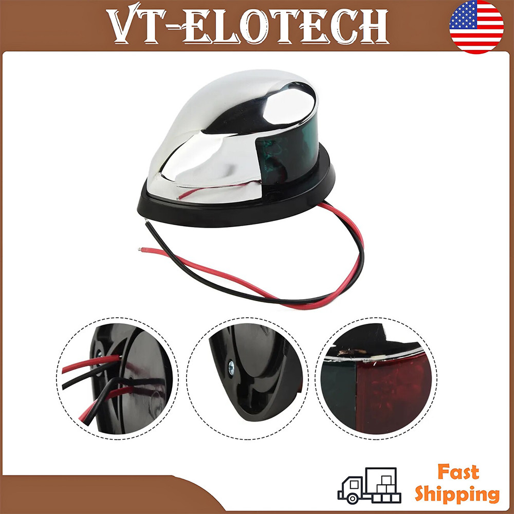 12V LED Boat Bow Navigation Light Waterproof Red Green Marine Pontoon Lamp