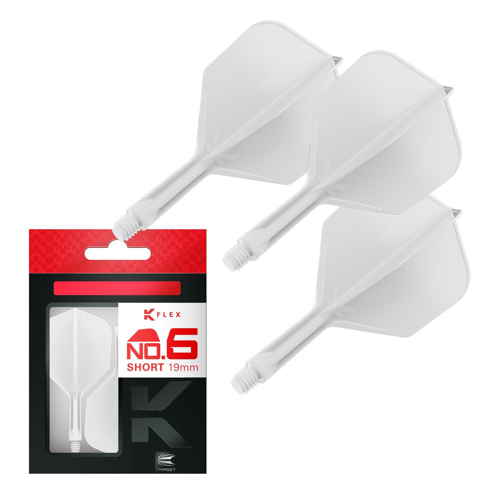 K Flex Integrated Dart Flight and Shaft, Nr. 6 White Short | 3Pack KFlex  No....