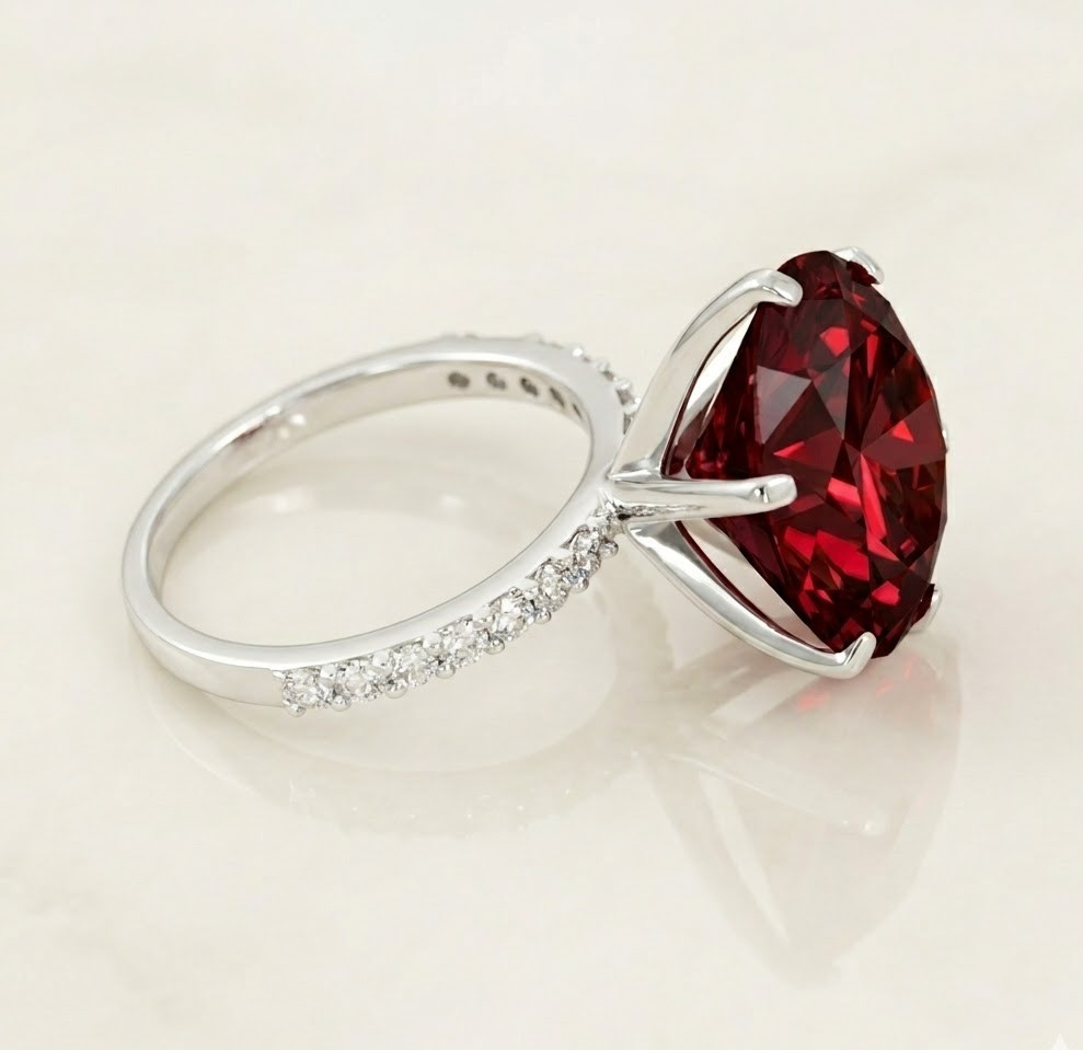 10.00 CT Certified Round Cut Red Diamond Ring, Tariffs FREE & Matching Studs.