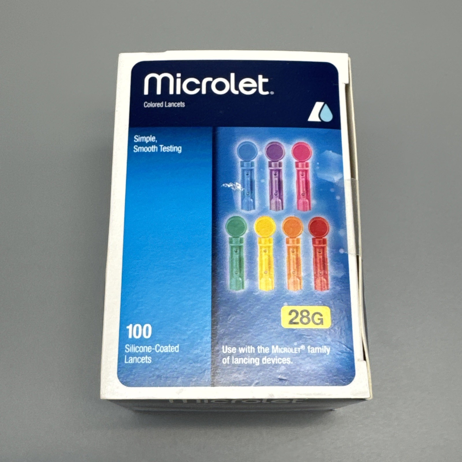 Microlet Colored Lancets - 100 Silicone Coated Lancets - NEW