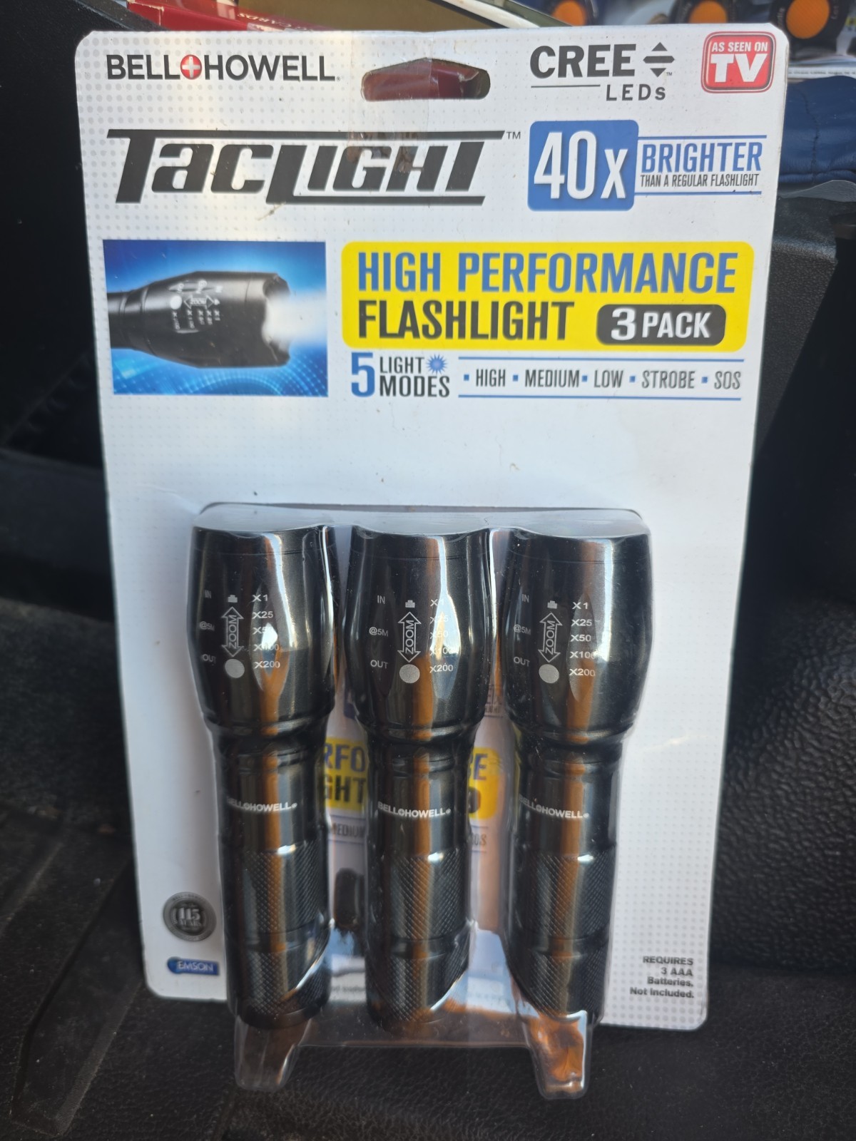 Bell + Howell TacLight High Performance Flashlight 3 Pack - As Seen On TV