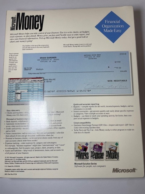1991 Microsoft Money Sealed Big Box PC Software – Vintage 90s Windows Floppy