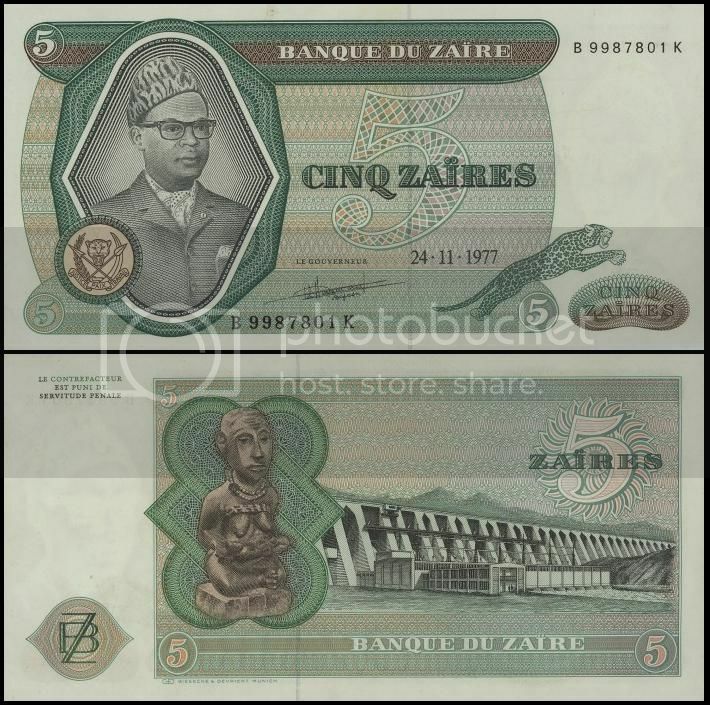 Zaire 5 Zaires 1977 P21b AU/UNC