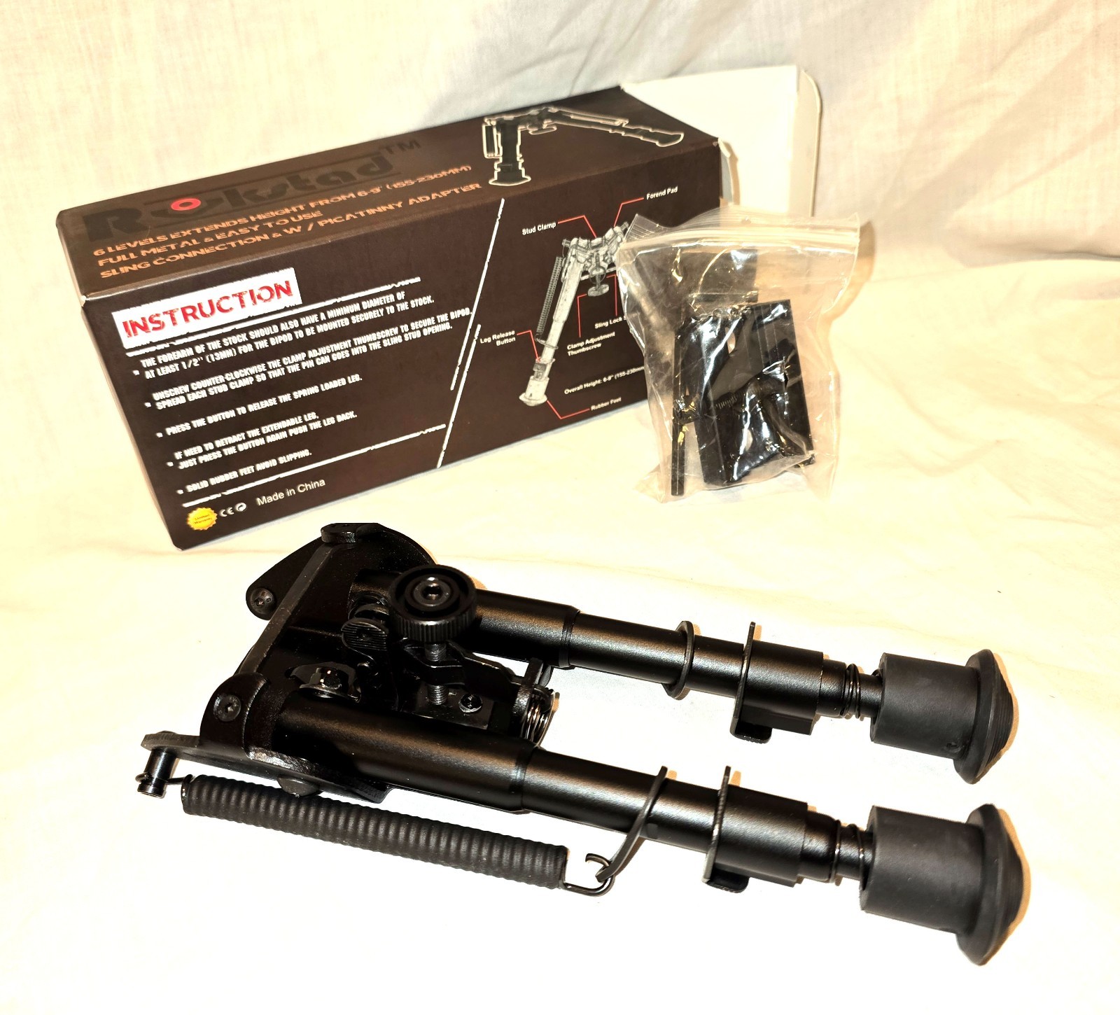 Harris Style 6-9 inch Tactical Bipod, Sling Connection, Picatinny Adapter NIB