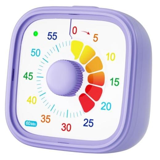 Visual Timer for Kids & Adults – 60-Minute Countdown Timer with Colorful Purple