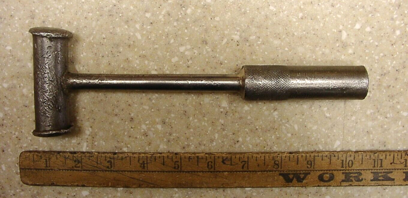 Vntg All Steel Hammer,1lb.12.1 oz., 3-1/16" Head,Splayed Faces,Bent Handle,READ!