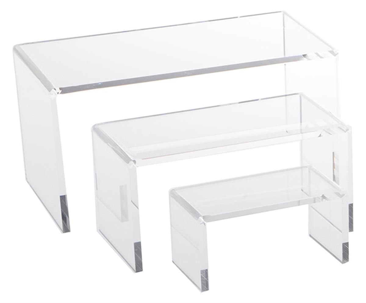 3 Pc Clear Acrylic Display Risers Small Showcase Stands Jewelry Displays