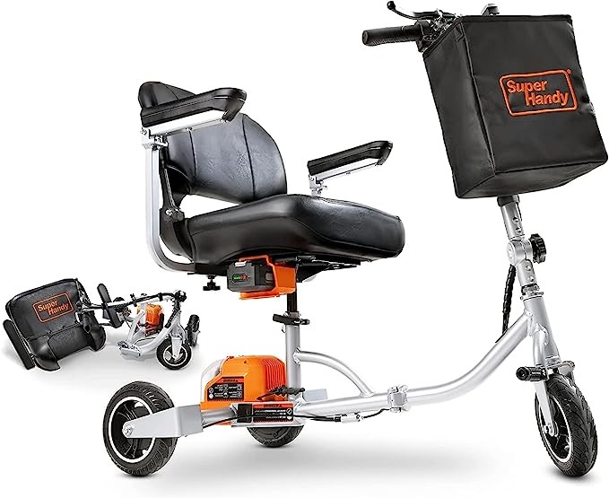 Orange - SuperHandy 3 Wheel Folding Mobility Scooter Electric Long Range GUT140