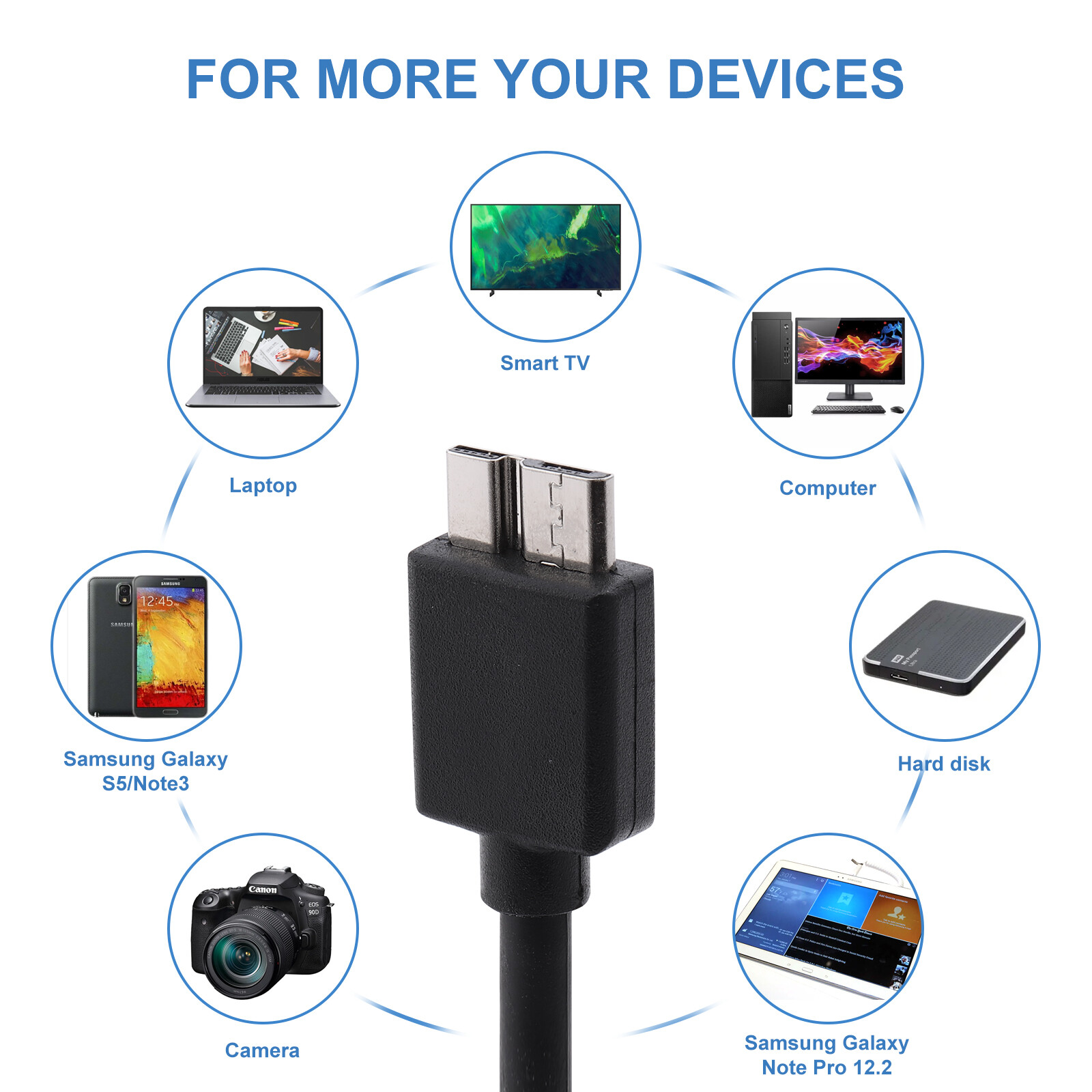 Micro USB 3.0 Cable High Speed Data SYNC For HDD External Hard Drive LOT