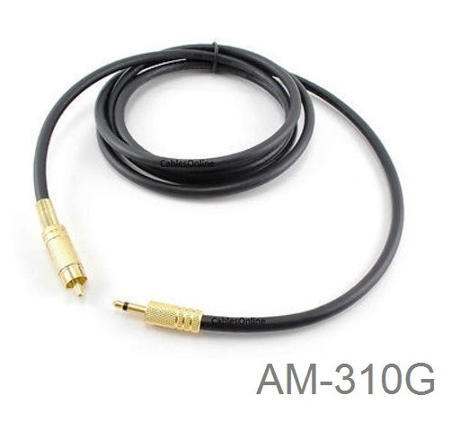 10ft 3.5mm Mono Mini Jack Plug to Single RCA Plug Audio/Video Gold-Plated Cable