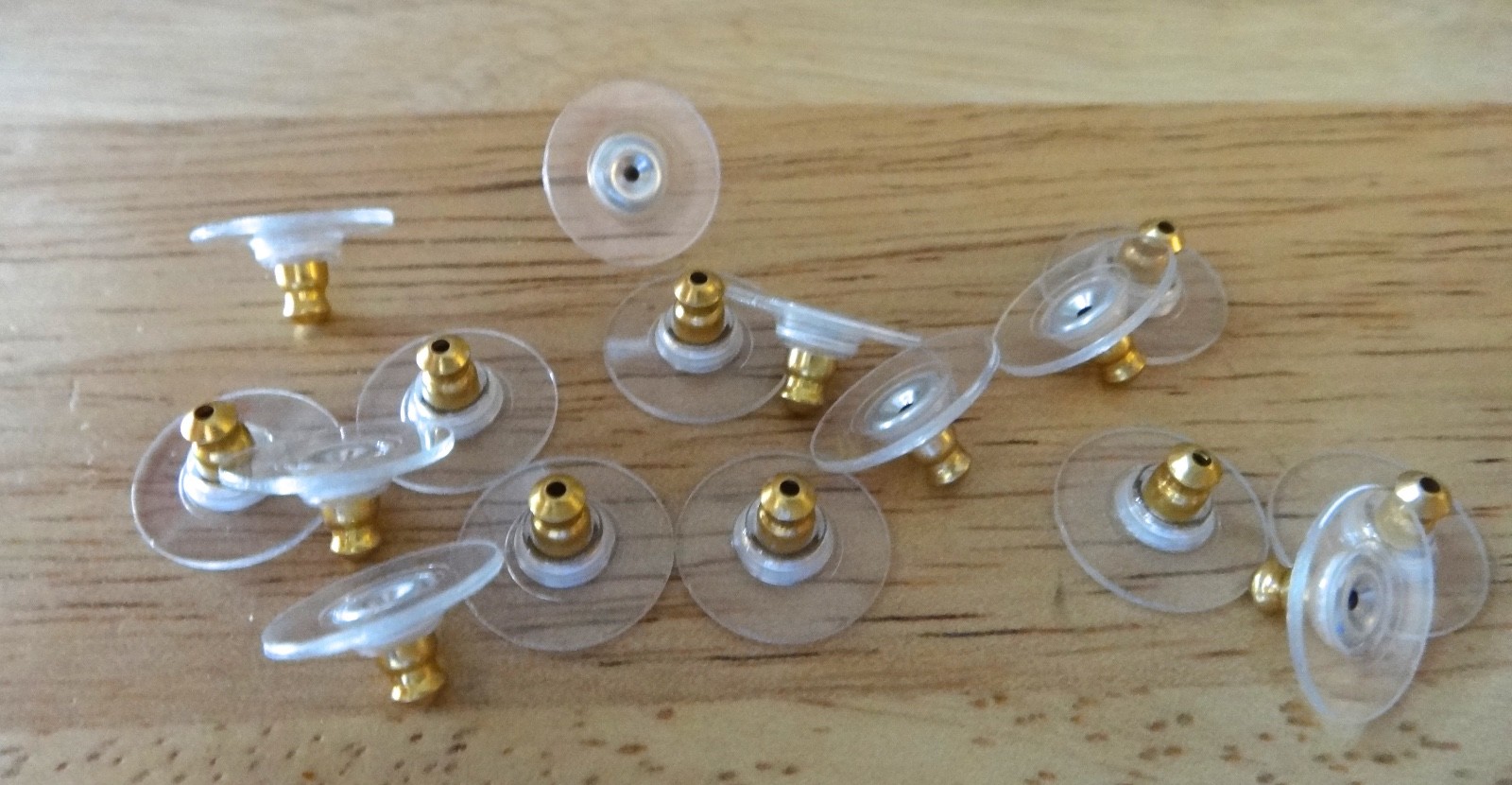 20 Gold Color 11mm Comfort Stud Earring Backs Bullet Clutch Plastic Disks