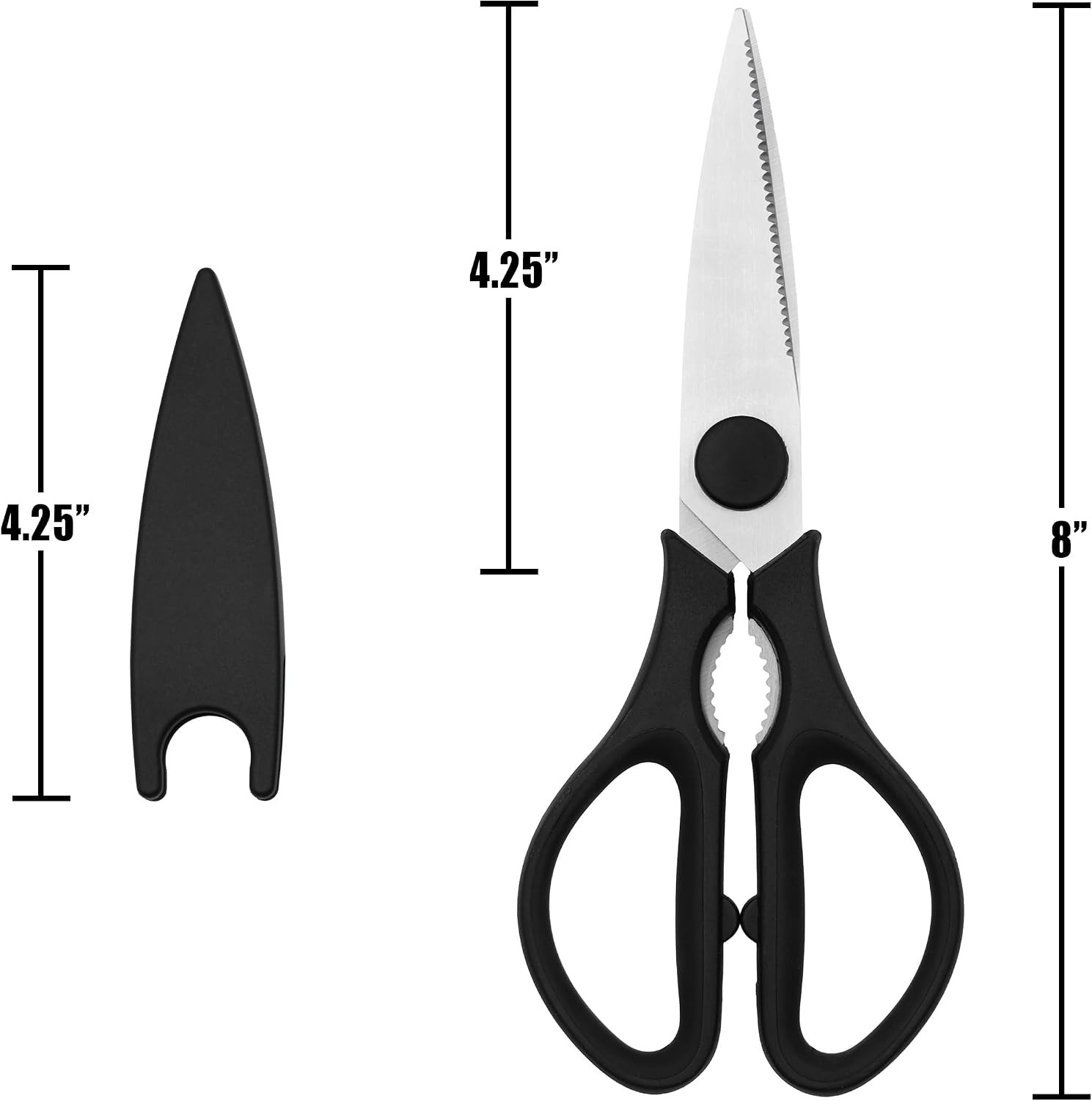 Grip Multi-Purpose Stainless Steel Kitchen Scissors - Non-Slip TPR Grip -