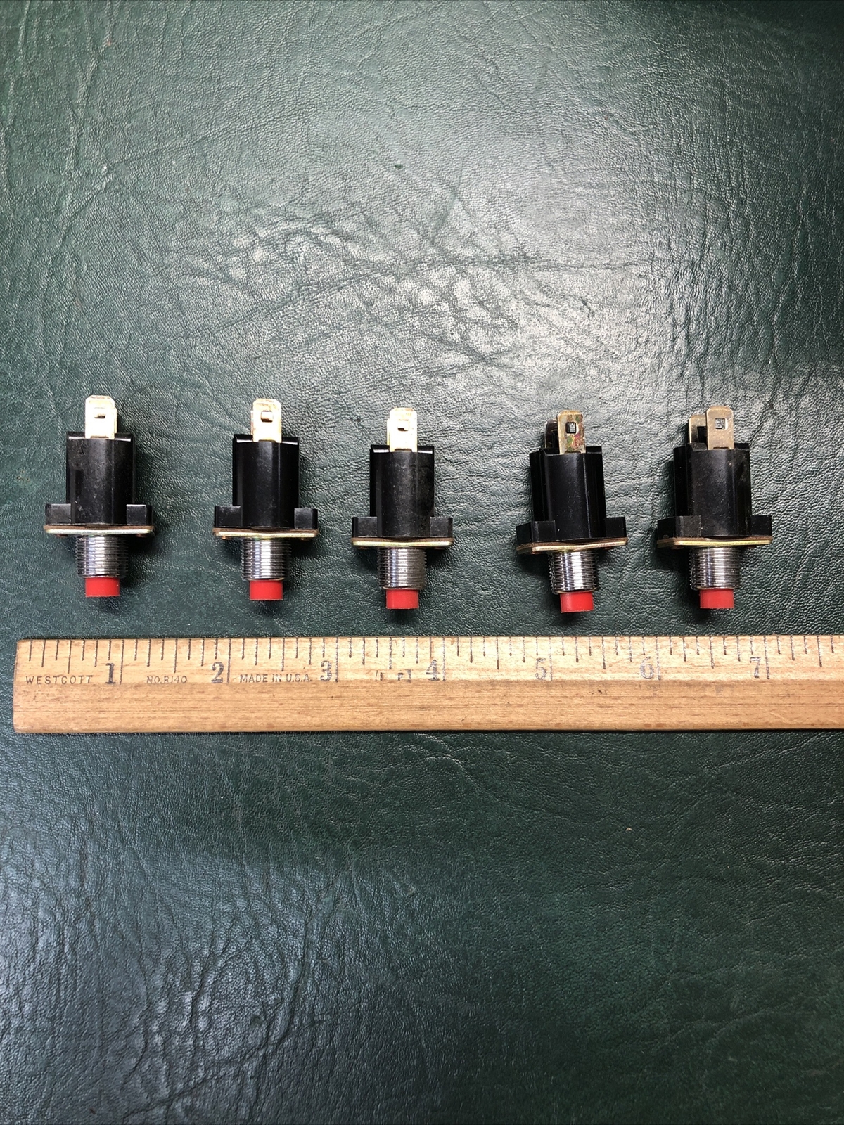 (5) Arcoelectric Red Momentary Pushbutton Switch ~250 V 0-5 amp NOS ~ England