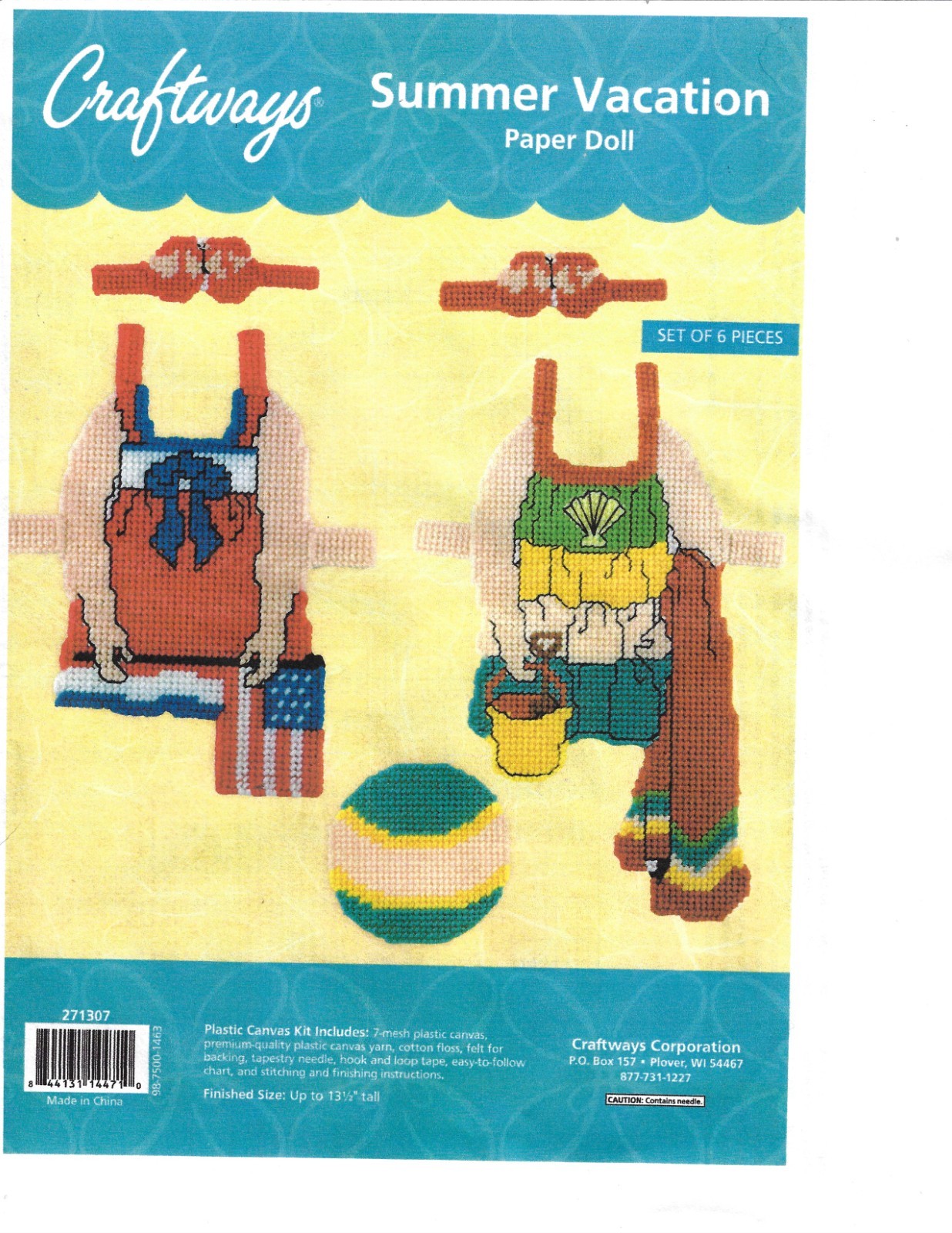 SUMMER VACATION OUTFITS- PAPER DOLL 7ct  plastic canvas  PATTERN (#TF0690)