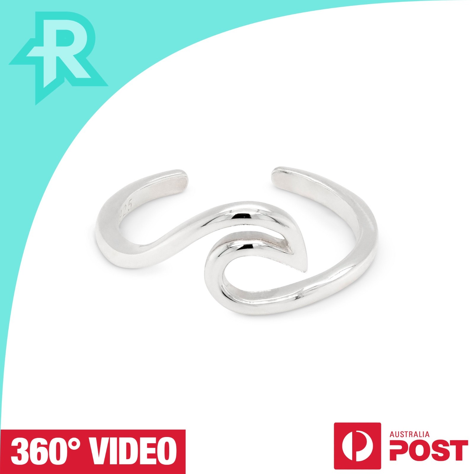Wave Loop Solid Sterling Silver 925 Toe Ring