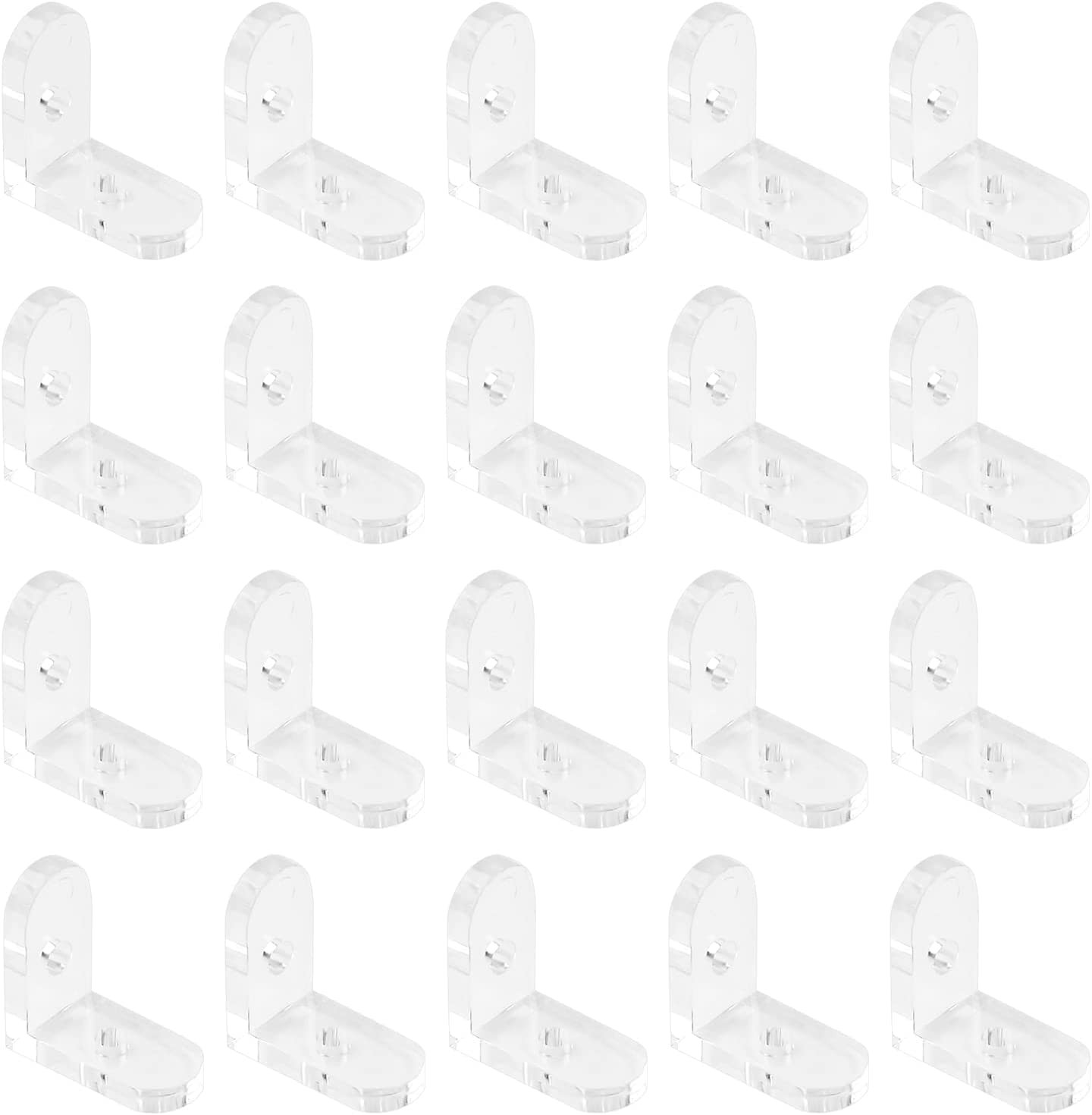 INCREWAY L Brackets Transparent 20Pcs 20mm with screws and adhesive,