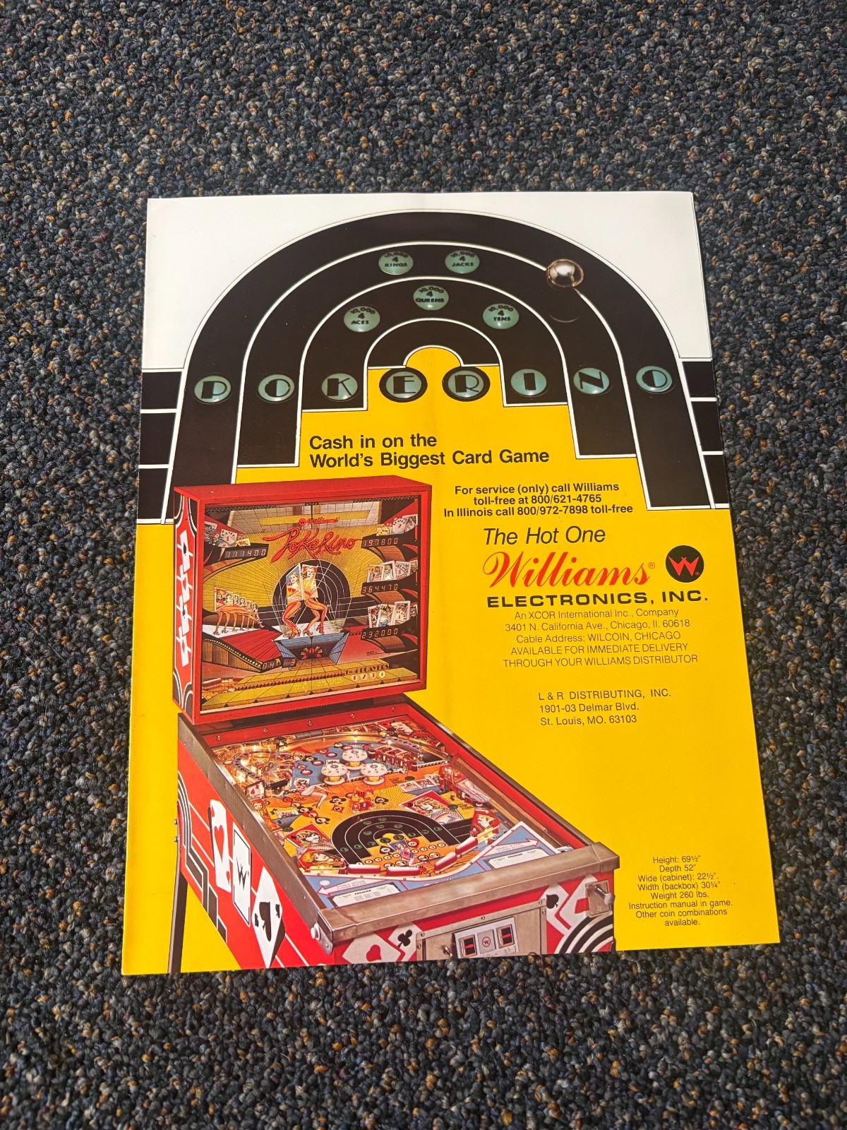 1978 FACTORY ORIGINAL WILLIAMS  POKERENO PINBALL 4 PAGE PROMO FLYER NEW