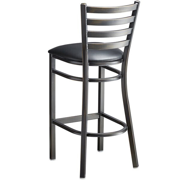 10 PACK Distressed Copper Ladder Back Metal Restaurant Barstool With Black Vinyl