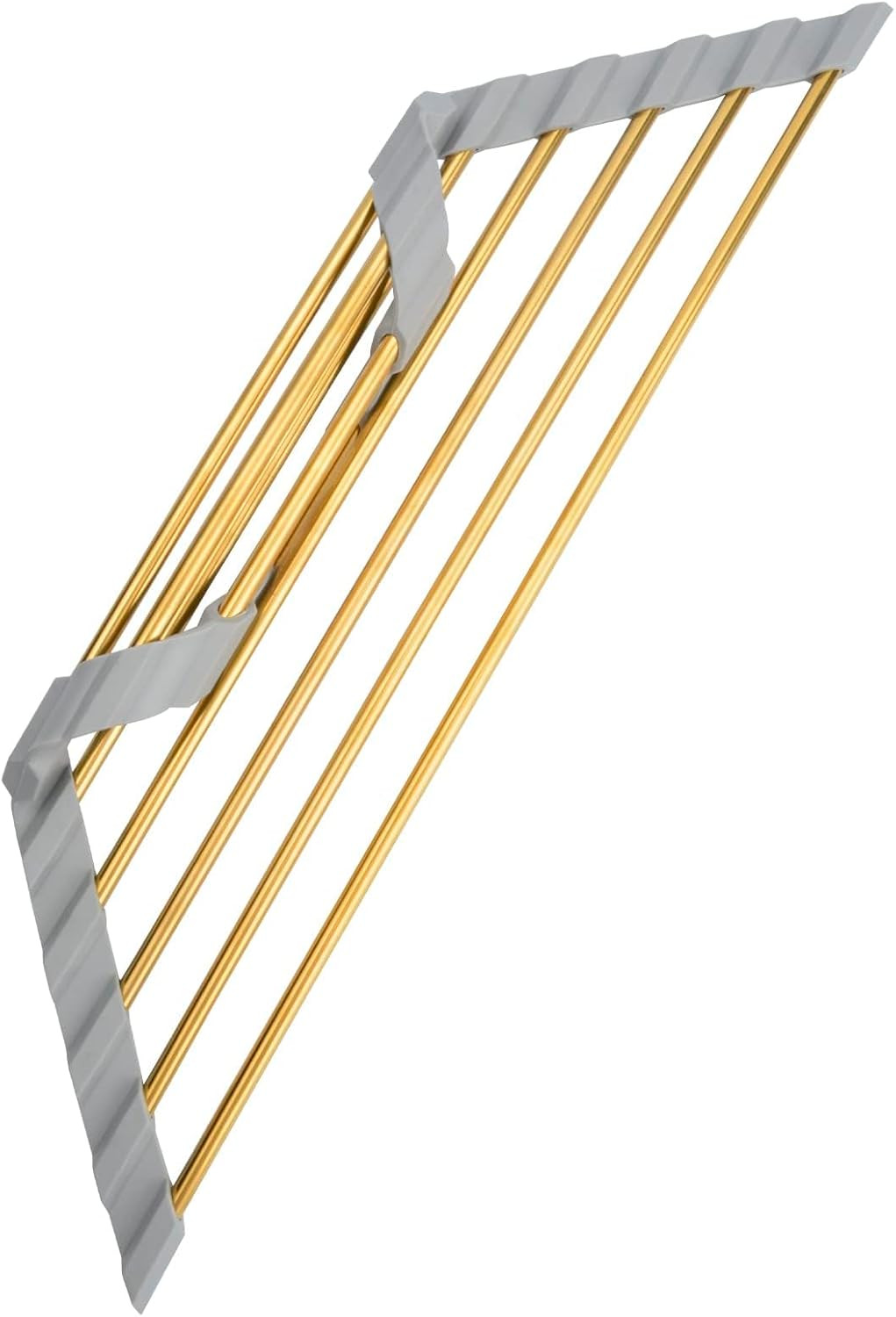 Small Triangle Roll up Dish Drying Rack, Stainless Steel Kitchen Foldable Sink C