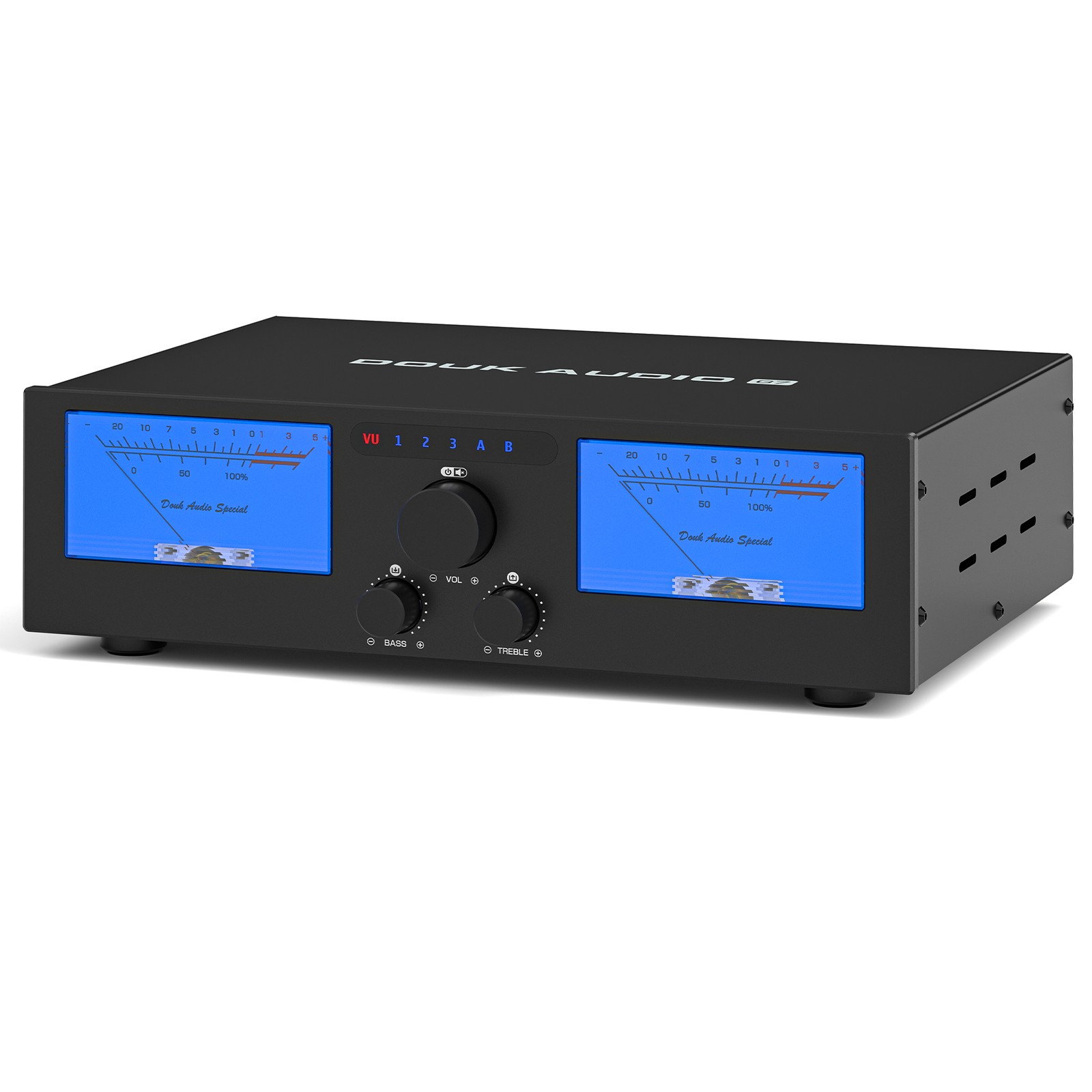 2/4-Channel Power Amplifier HIFI Speaker Selector w/ XLR IN, VU Meters, 300W*2