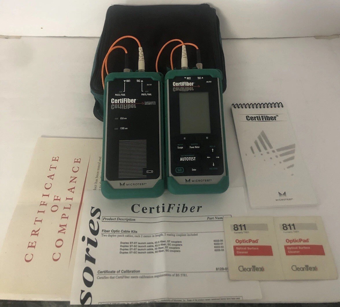 Microtest CertiFiber Optic Advanced certification multimode Fiber Network Excell