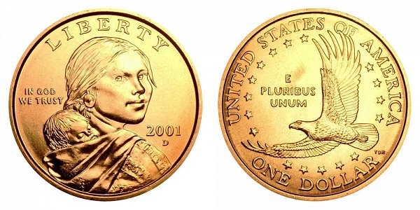 2001 P&D Native American Indian One Dollar Sacagawea US Mint Coin Money Coins