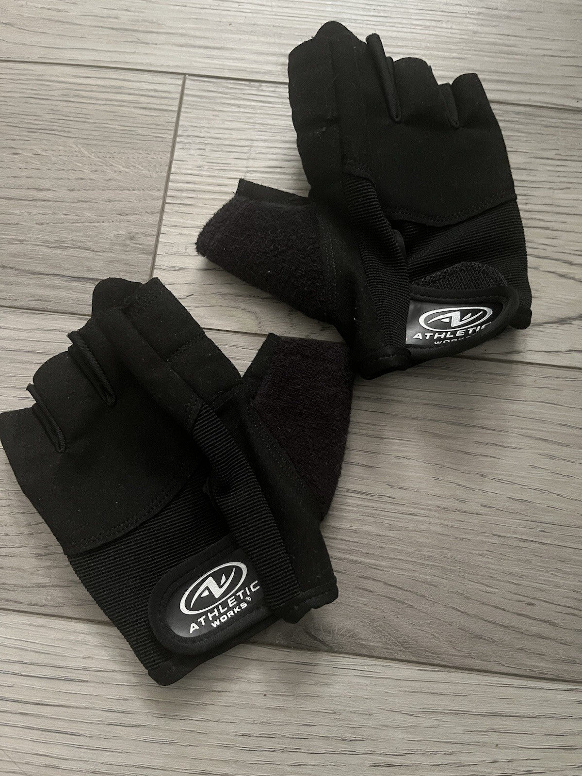 Athletic Works Black Half Finger Weight Lifting Gloves w/ Wrist Wrap, Pair