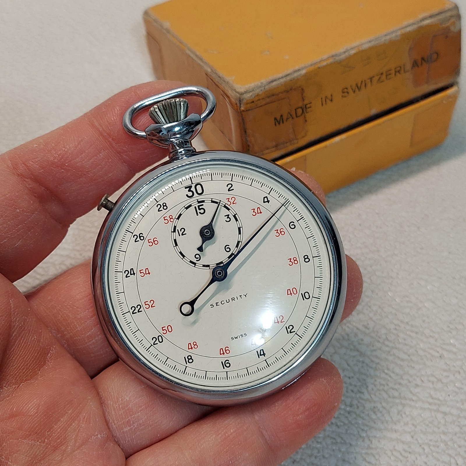 VTG Swiss Mechanical Stopwatch Security Working Original Box 2"