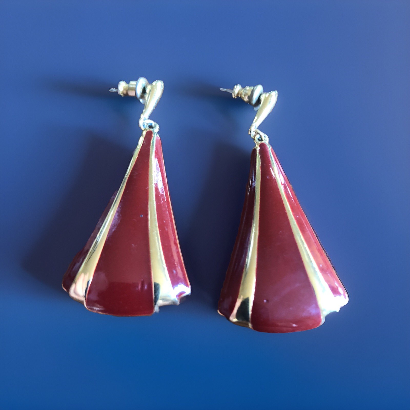 Trifari Enamel Pierced Earrings -2” Inches