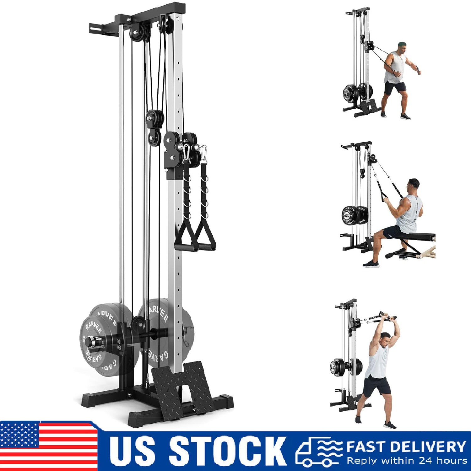 Wall Mount Cable Station, LAT Pulldown ,Cable Crossover Machine Workout Home Gym