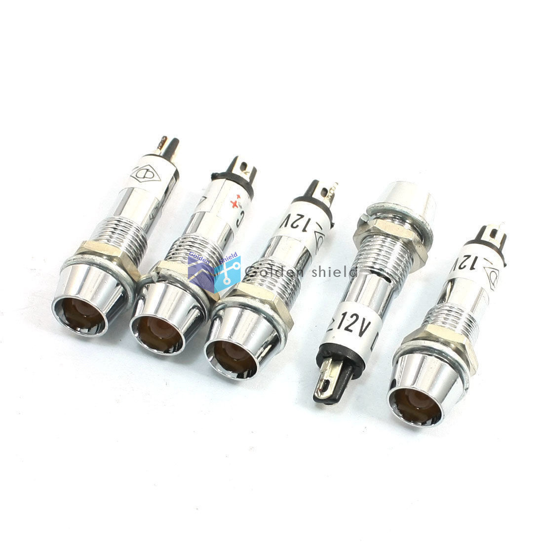 5 Pcs Panel Mounting Light Indication LED Signal Lamp DC 12V Yellow✦Kd